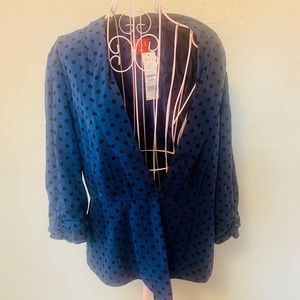 Elle Blue & Back Polkadot Blazer Ruched Sleeve